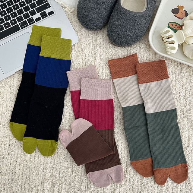 MOGLA-Color Block Tabi Socks