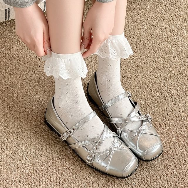 MOGLA-Eyelet Lace Trim Socks