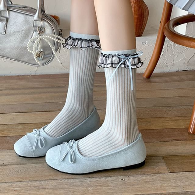 MOGLA-Plaid Ruffle Socks