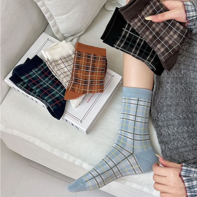 MOGLA-Plaid Socks