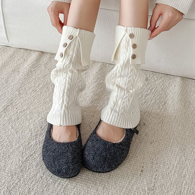 MOGLA-Plain Cable-Knit Leg Warmers