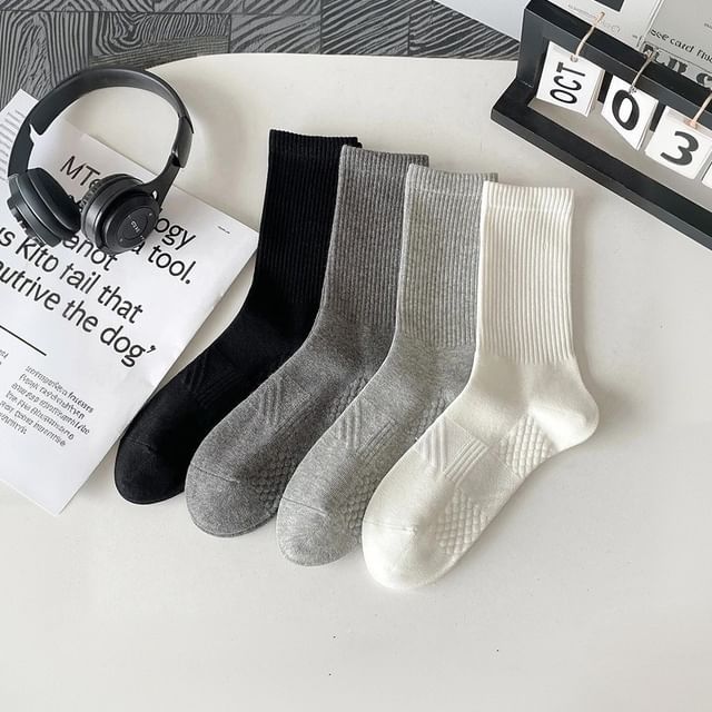 MOGLA-Plain Ribbed Socks