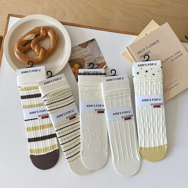 MOGLA-Striped Socks Dotted Socks Plain Socks
