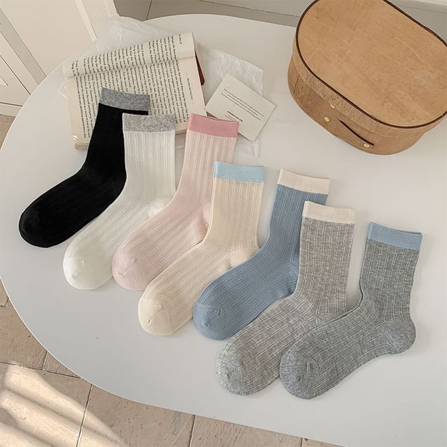 MOGLA-Two Tone Ribbed Socks