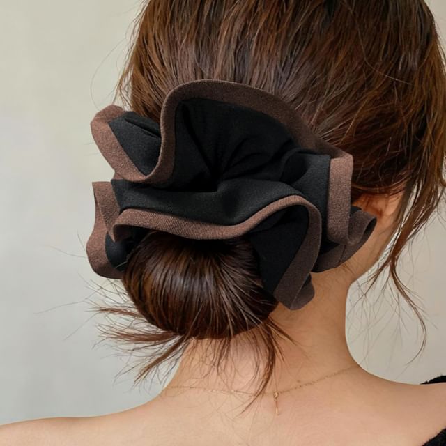 moliveny-Contrast Trim Ruffle Scrunchie