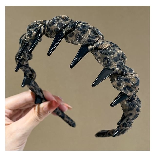 moliveny-Leopard Print Mesh Headband