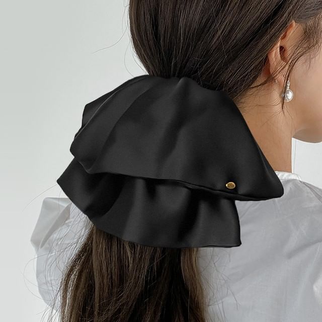 moliveny-Metal Bead Plain Layered Fabric Scrunchie
