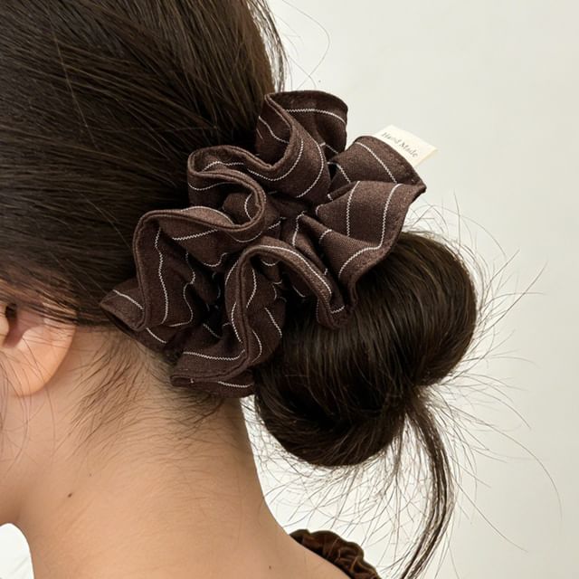moliveny-Striped Fabric Scrunchie
