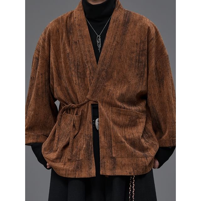 monochros-34-Sleeve Pocketed Open Front Jacket