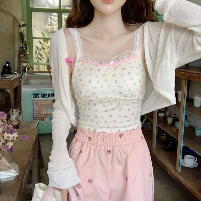 monroll-Open Front Plain Sheer Crop Cardigan