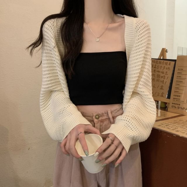 monroll-Plain Bolero Cardigan