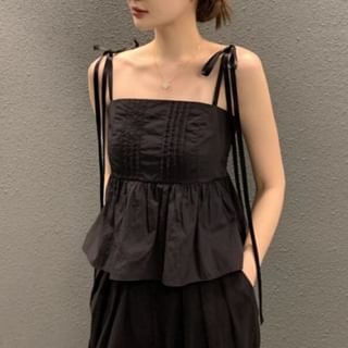monroll-Spaghetti Strap Plain Flowy Cami Top