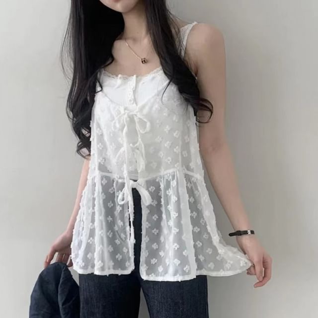 monroll-V-Neck Dotted Cami Top