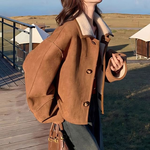 Moon City-Collared Button-Up Jacket