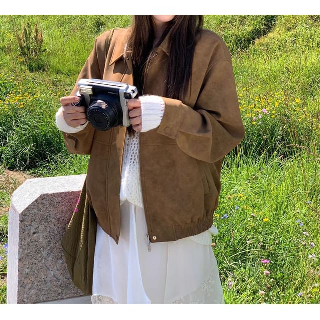 Moon City-Collared Zip-Up Jacket