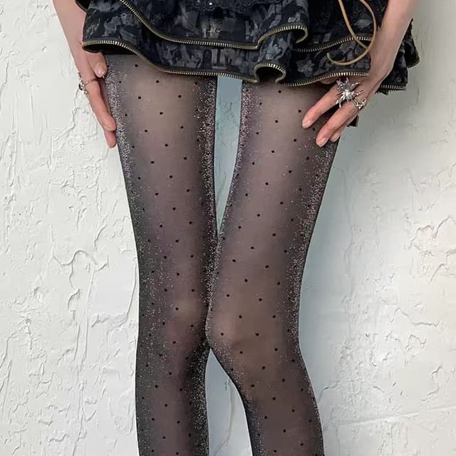 Moon City-Dotted Sheer Tights