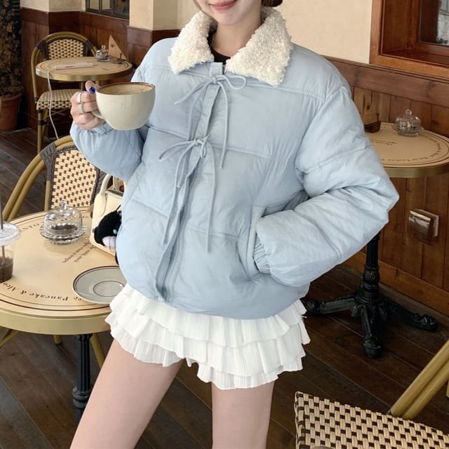 Moon City-Fleece Collar Zip-Up Puffer Jacket