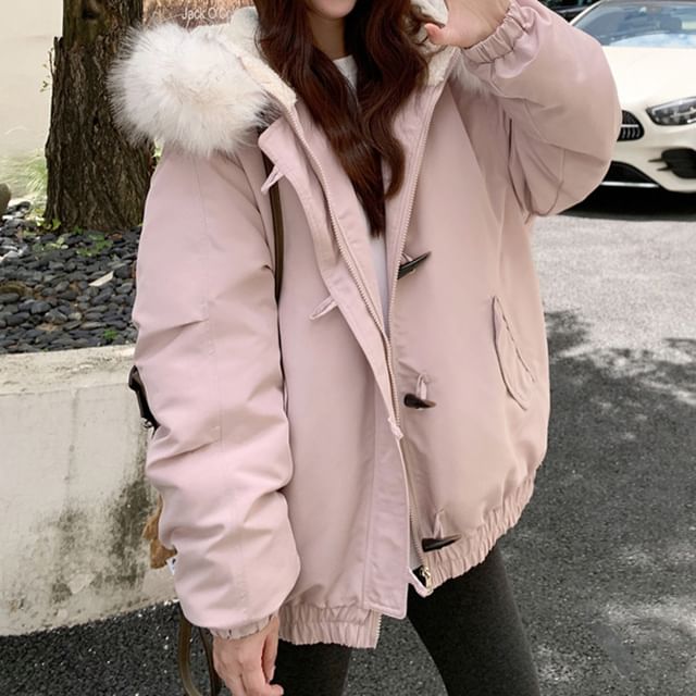 Moon City-Furry Trim Hooded Toggle Parka