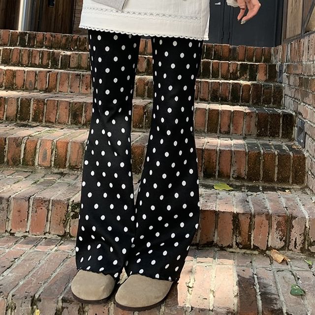 Moon City-High Rise Dotted Flared Pants