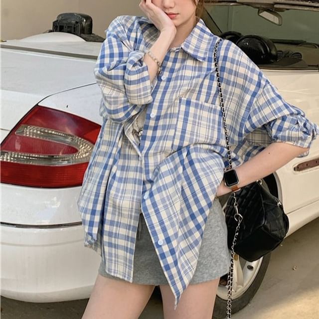 Moon City-Long Sleeve Collared Plain Shirt