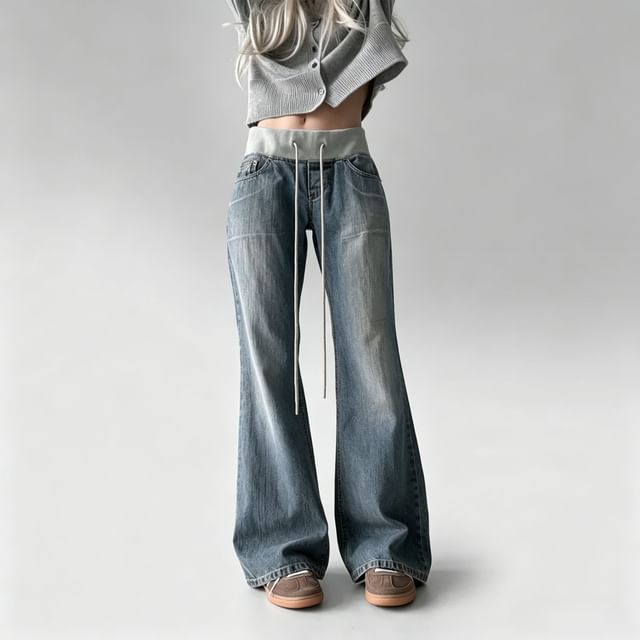 Moon City-Low Rise Washed Flared Jeans