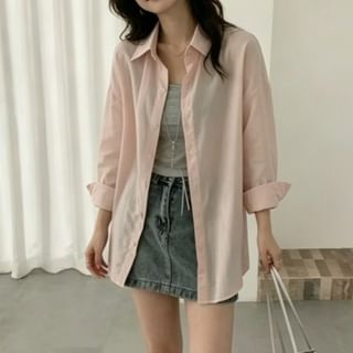 Moon City-Plain Button-Up Shirt