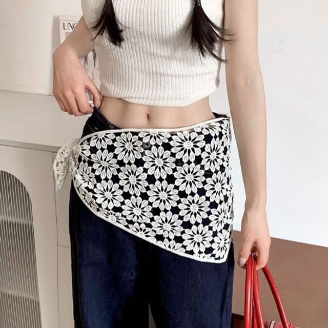Moon City-Plain Crochet Overlay Skirt