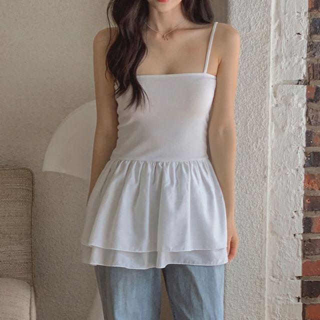 Moon City-Plain Peplum Camisole Top