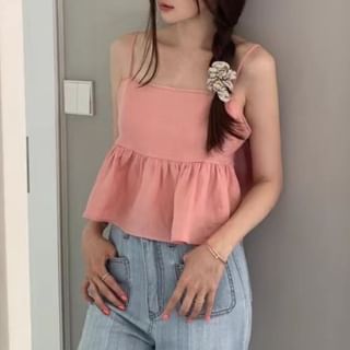 Moon City-Plain Ruffle Tie Back Camisole Top