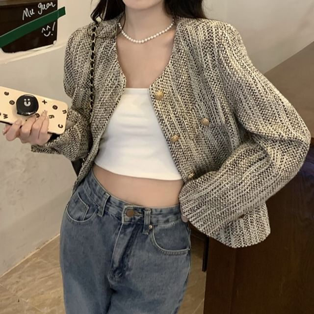 Moon City-Round Neck Button Jacket