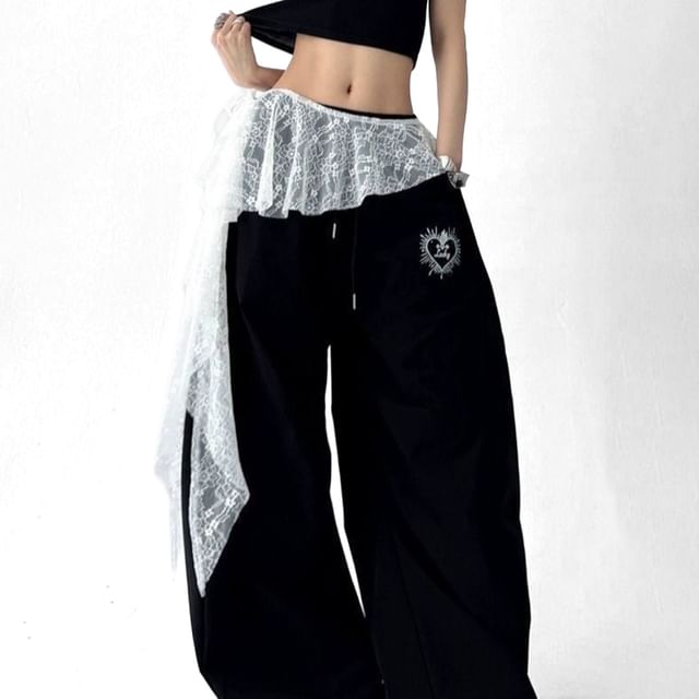 Moon City-Tie-Side Lace Mini Wrap Skirt