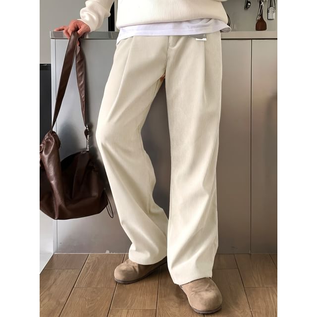 mopagrati-Mid Rise Plain Loose Fit Pants