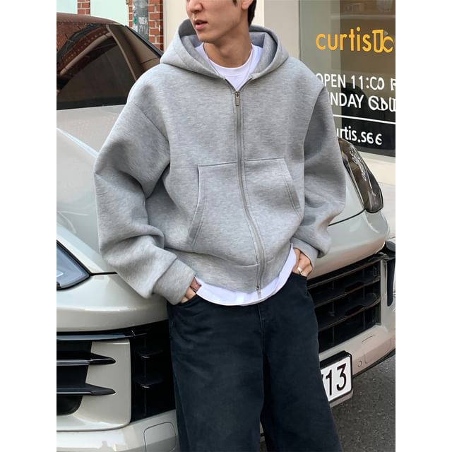 mopagrati-Plain Zip Hoodie