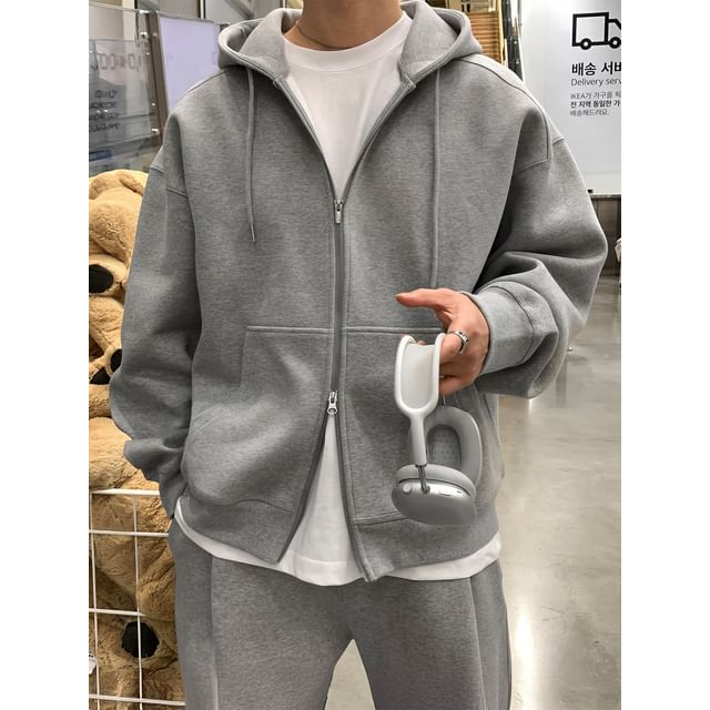 mopagrati-Plain Zip Hoodie