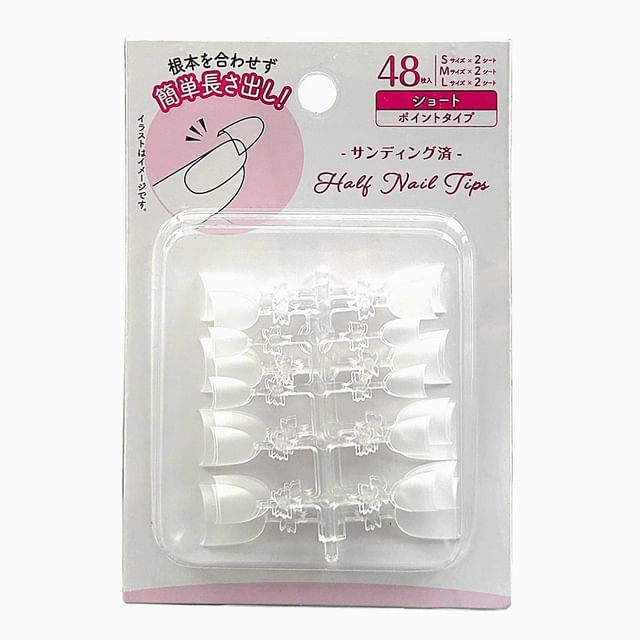 Motobayashi-Pre-Sanded Half Nail Tips Point Short-1 Pz