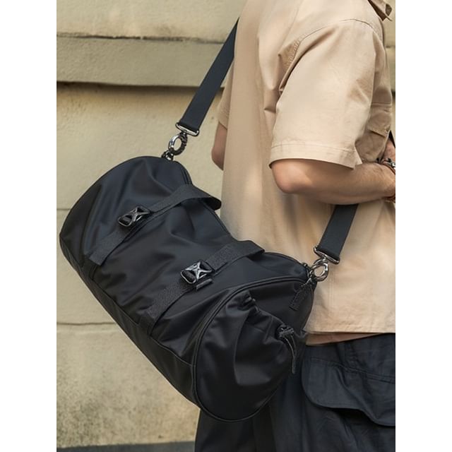 Moyyi-Plain Buckled Duffel Bag