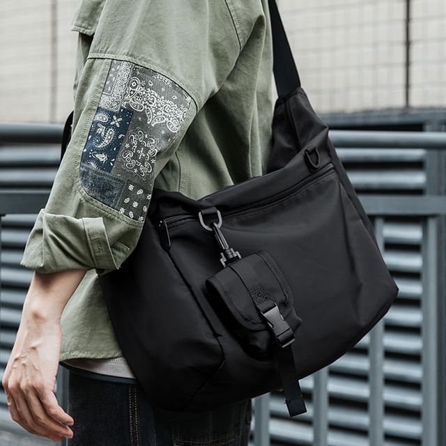 Moyyi-Set Plain Crossbody Bag Buckled Pouch