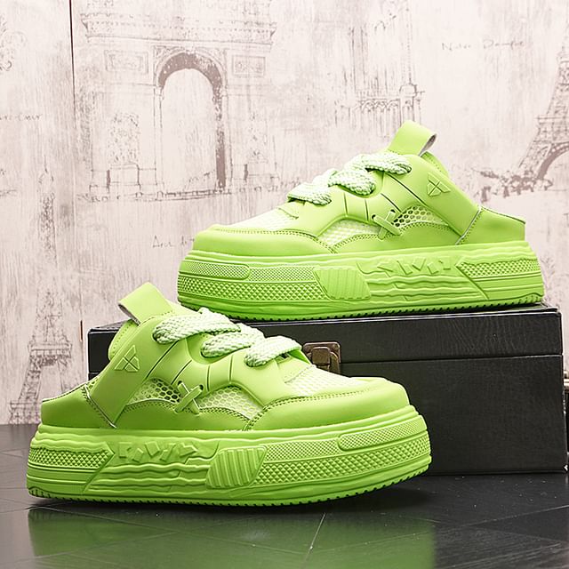 Mr Ozera-Platform Mesh Panel Lace-Up Mule Sneakers