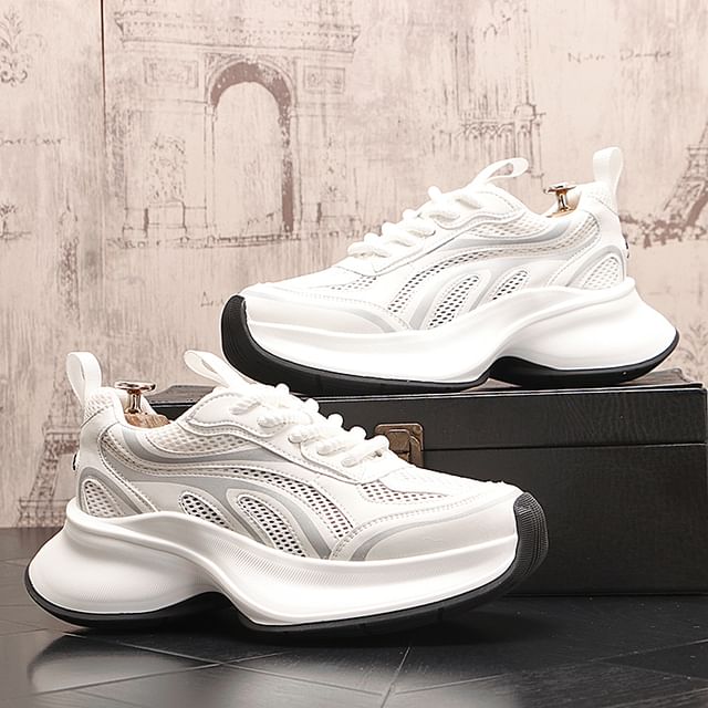 Mr Ozera-Platform Mesh Panel Lace-Up Sneakers