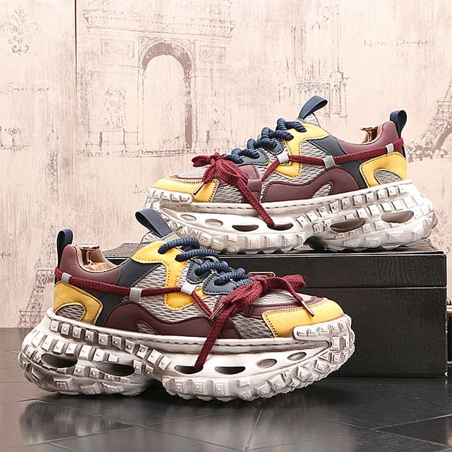 Mr Ozera-Platform Mesh Panel Lace-Up Sneakers