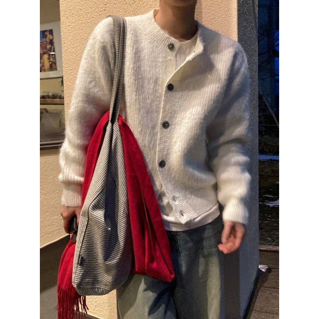 MRCYC-Button-Up Crew-Neck Knit Top
