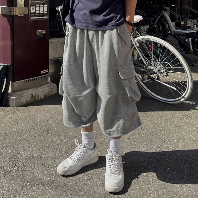 MRCYC-Drawstring-Hem Shirred Cargo Jorts