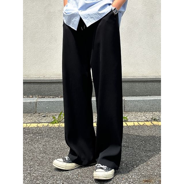 MRCYC-Drawstring-Waist Straight-Cut Loose Pants