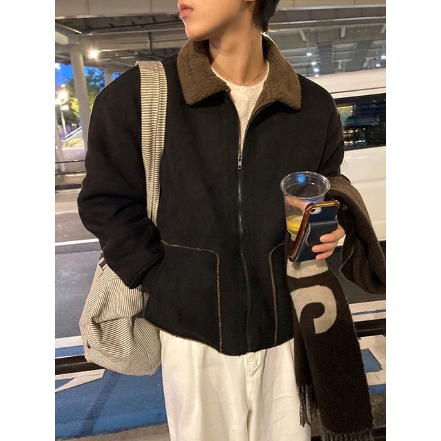 MRCYC-Fleece-Lined Faux-Suede Jacket