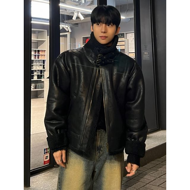 MRCYC-Fleece-Lined Pleather Coat