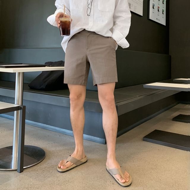 MRCYC-Mid Rise Plain Straight-Cut Shorts