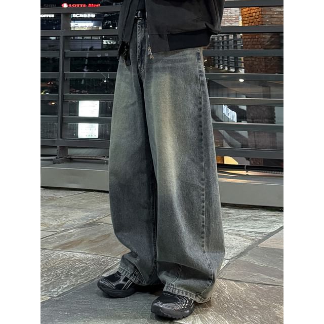 MRCYC-Mid Rise Washed Wide Leg Jeans
