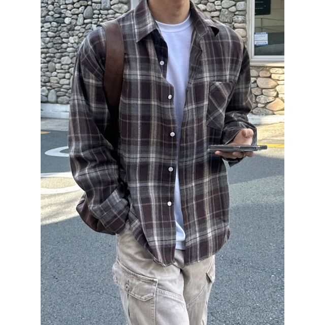 MRCYC-Plaid Long-Sleeve Loose Shirt