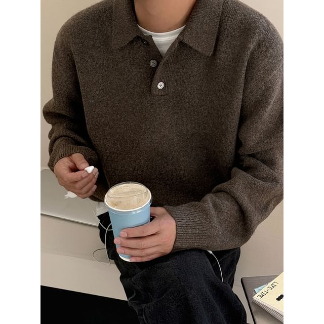 MRCYC-Plain Knit Polo Sweater