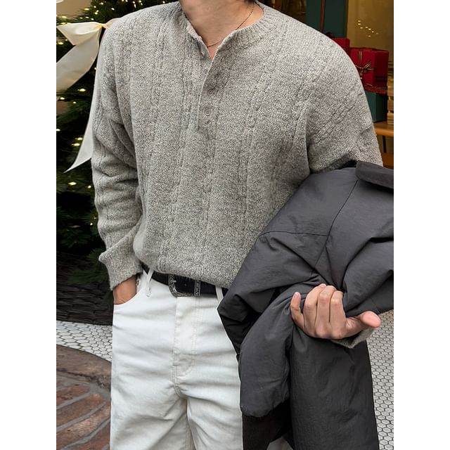 MRCYC-Plain Overfit Knit Henley